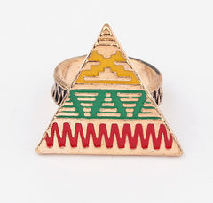 Fashion Vintage Stripe Embellished Women's Triangle Alloy Finger Ring