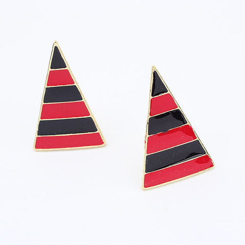 Pair Of Exaggerated Chic Style Alloy Stripe Women's Triangle Stud Earrings