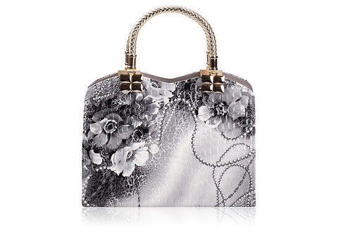 Party Floral Print and Weaving Design Women's Tote Bag GRAY