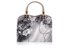 Party Floral Print and Weaving Design Women's Tote Bag GRAY