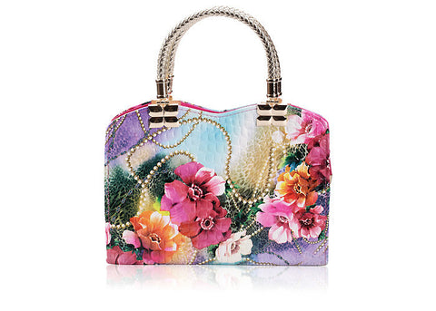 Party Floral Print and Weaving Design Women's Tote Bag ROSE