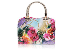 Party Floral Print and Weaving Design Women's Tote Bag ROSE