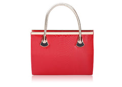 Work Solid Color Metal and Weaving Design Women's Tote Bag Red