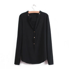 Long Sleeves Casual Shirt Blouse BLACK