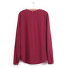 Long Sleeves Casual Shirt Blouse WINE RED