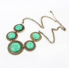 Vintage Exaggerated Solid Color Acrylic Design Women's Round Pendant Necklace GREEN