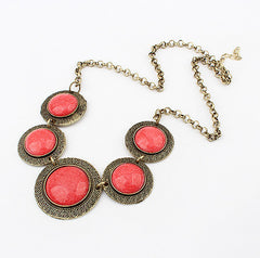 Vintage Exaggerated Solid Color Acrylic Design Women's Round Pendant Necklace ROSE