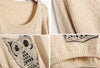 Owl Acrylic Pullover Sweater APRICOT