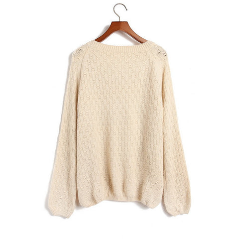 Owl Acrylic Pullover Sweater APRICOT