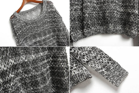 Dark Gray Sweater Polyester Hollowed DARK GRAY