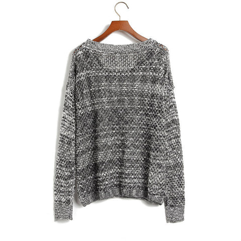 Dark Gray Sweater Polyester Hollowed DARK GRAY
