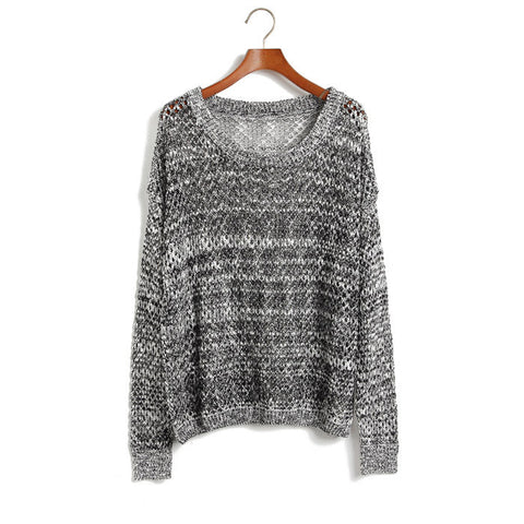 Dark Gray Sweater Polyester Hollowed DARK GRAY