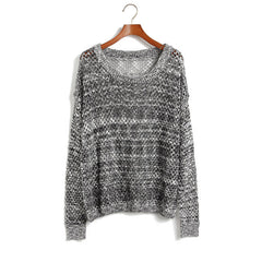 Dark Gray Sweater Polyester Hollowed DARK GRAY