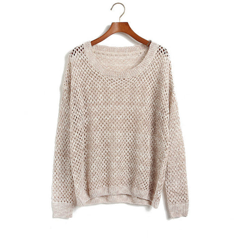 Khaki Sweater Polyester Hollowed KHAKI