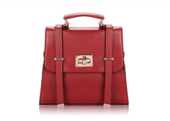 Vintage Style Pure Color and Twist-Lock Design Women's Tote Bag WINE RED