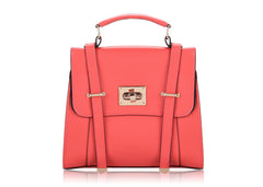 Vintage Style Pure Color and Twist-Lock Design Women's Tote Bag WATERMELON RED
