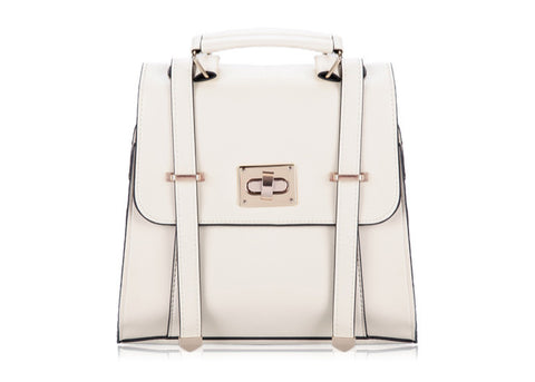 Vintage Style Pure Color and Twist-Lock Design Women's Tote Bag WHITE