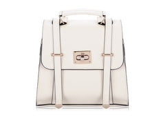 Vintage Style Pure Color and Twist-Lock Design Women's Tote Bag WHITE