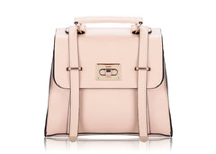 Vintage Style Pure Color and Twist-Lock Design Women's Tote Bag PINK