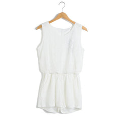 Sweet Style Scoop Neck Hook Flower Hollow Out Sleeveless Lace Women's Jumpsuits