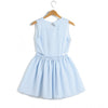 Fashion Style Scoop Neck Ruffled Stripe Print Hollow Out Sleeveless Cotton Women's Dress