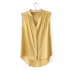 Sleeveless Shirt Blouse Casual KHAKI
