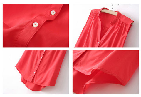 Sleeveless Shirt Blouse Casual RED