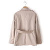 Double-Breasted Long Sleeves Lapel Collar Cotton Blend Modern Style Women's Jacket KHAKI