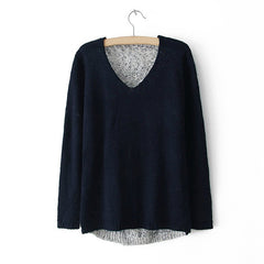 Back Hollowed Acrylic Sweater NAVY
