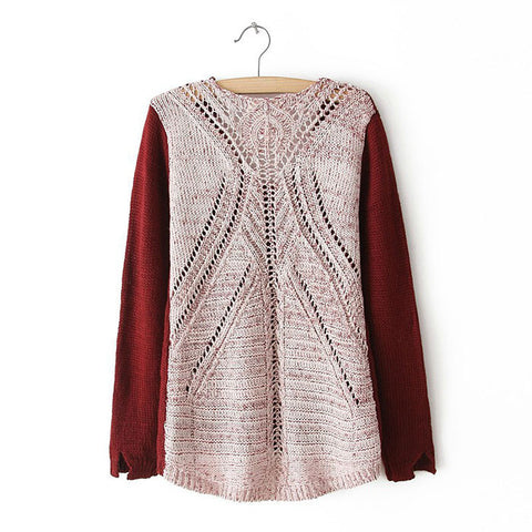 Back Hollowed Acrylic Sweater WINE RED