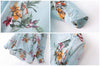 Stylish V-Neck Bird and Floral Print Long Sleeves Chiffon Women's Blouse