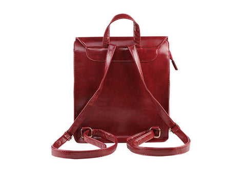 Women's Satchel Backpack Vintage Style RED