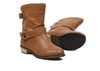Vintage Style Buckle and Wood Heel Design Women's Boots BROWN
