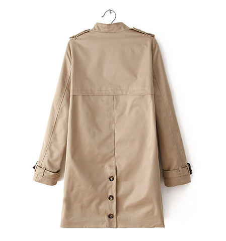 Vintage Style Stand Collar Splicing Single-Breasted Long Sleeves Women's Coat