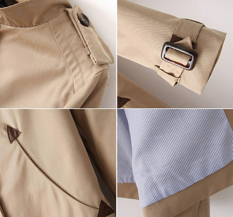 Vintage Style Stand Collar Splicing Single-Breasted Long Sleeves Women's Coat