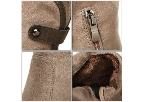 Stylish Comfortable Chunky Heel and Suede Design Women's Short Boots GRAY