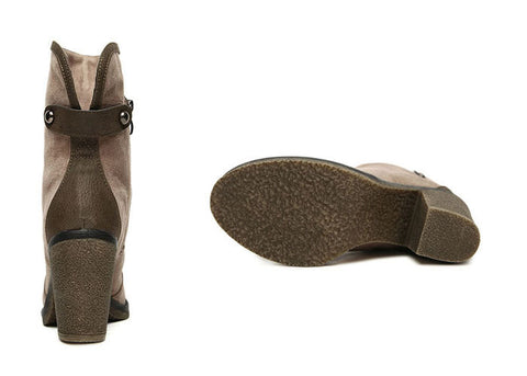 Stylish Comfortable Chunky Heel and Suede Design Women's Short Boots GRAY