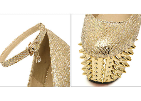 Party and Wedding Sexy Gold High Heels and Rivets Design Women's Pumps GOLD