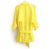 Casual Style Turn-Down Collar Solid Color Tie-Up Long Sleeve Coat For Women YELLOW