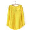 Scoop Neck Openwork Candy Color Women's Plus Size Sweaters YELLOW