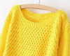 Scoop Neck Openwork Candy Color Women's Plus Size Sweaters YELLOW