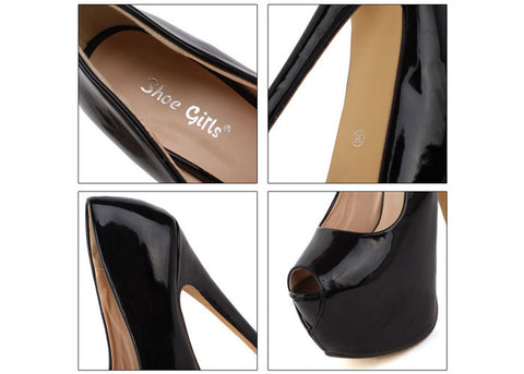 Party Solid Color and Sexy Stiletto Heel Design Women's Peep Toed Shoes BLACK