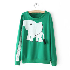 Elephant Cotton Blend Hoodie Sweater GREEN