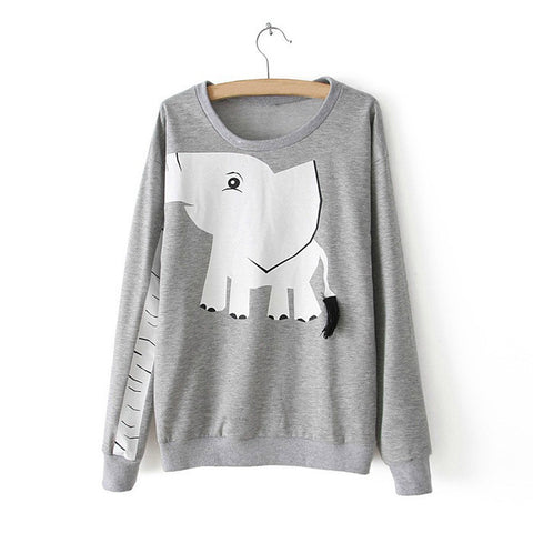 Elephant Cotton Blend Hoodie Sweater GRAY