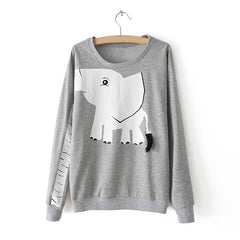 Elephant Cotton Blend Hoodie Sweater GRAY