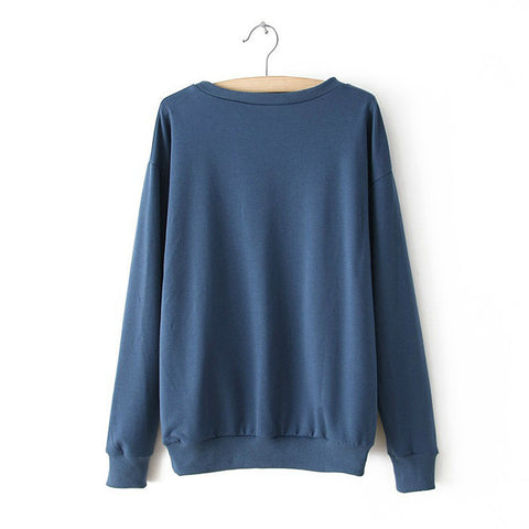 Elephant Cotton Blend Hoodie Sweater BLUE