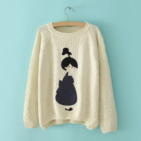 Little Girl Acrylic Pullover Sweater WHITE