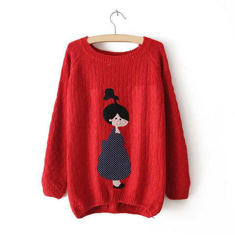 Little Girl Acrylic Pullover Sweater RED