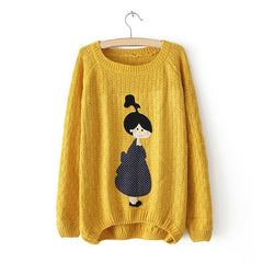 Little Girl Acrylic Pullover Sweater YELLOW