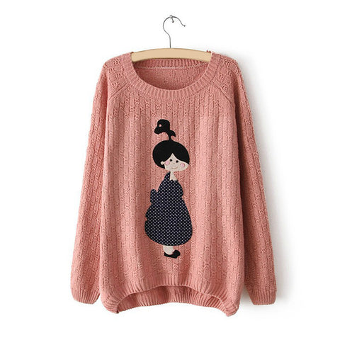 Little Girl Acrylic Pullover Sweater PINK
